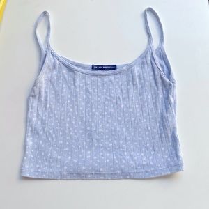 Brandy Melville, tank top, blue, spaghetti straps, ribbed, floral.